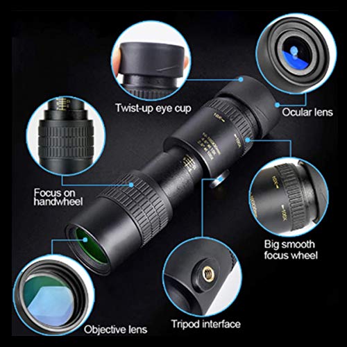 CFeng - Telescopio monocular de alta definición, telescopio monocular de alta definición, 4K 10-300X40 mm Super Teleobjetivo Zoom Monocular Telescopio para viajes de playa