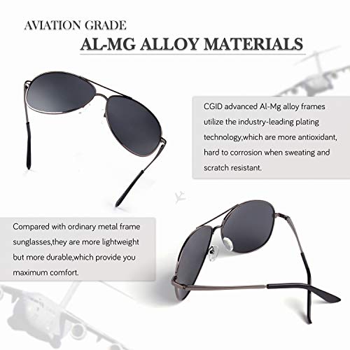 CGID GA03 Prima de aleación Al-Mg duplicadas completas Pilot gafas de sol polarizadas UV400,bisagras de resorte gafas de sol para Hombres Mujeres