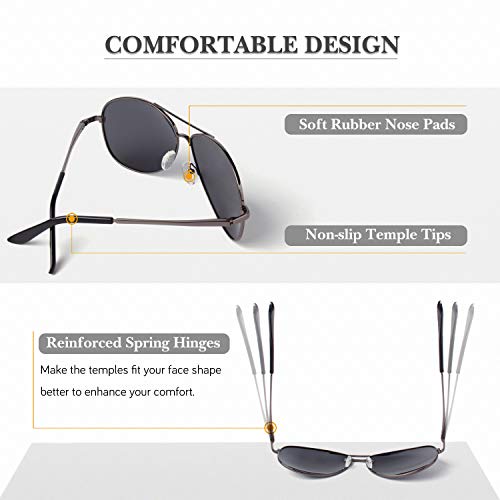 CGID GA03 Prima de aleación Al-Mg duplicadas completas Pilot gafas de sol polarizadas UV400,bisagras de resorte gafas de sol para Hombres Mujeres