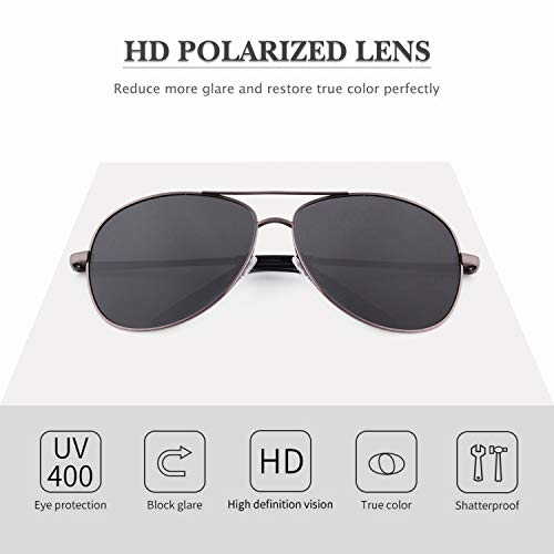 CGID GA03 Prima de aleación Al-Mg duplicadas completas Pilot gafas de sol polarizadas UV400,bisagras de resorte gafas de sol para Hombres Mujeres