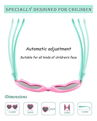 CGID gafas de sol polarizadas de goma suaves en forma de corazón con marco flexible 100% Protección UV400 para niños de 3-10 años, K78