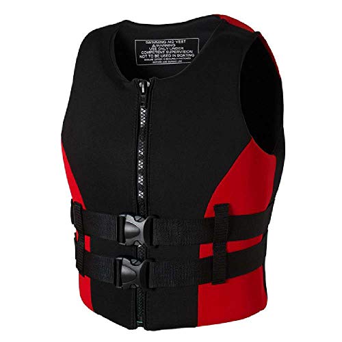 Chaleco multifunción de trabajo para deportes al aire libre, neopreno, para pesca, deportes acuáticos, kayak, remo multibolsillos, chaleco multifunción, de trabajo, color rojo