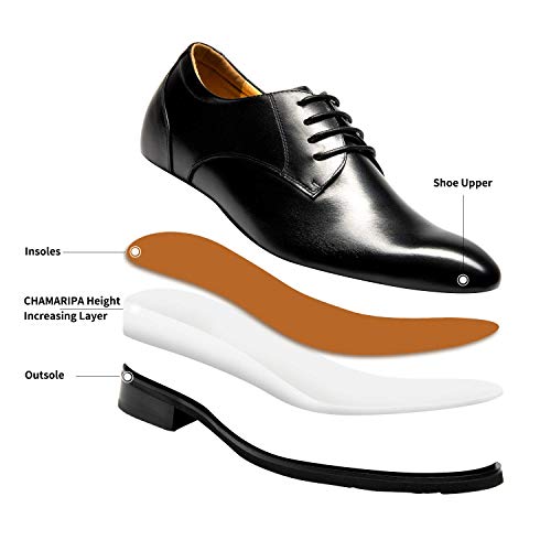 CHAMARIPA Zapatos con Alzas Hombre 7.5cm - Zapatos Oxfords para Hombres con Cuero Interior Elevado para Aumentar la Altura