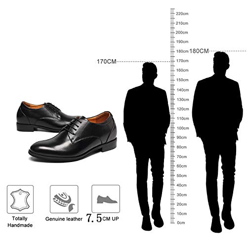 CHAMARIPA Zapatos con Alzas Hombre 7.5cm - Zapatos Oxfords para Hombres con Cuero Interior Elevado para Aumentar la Altura