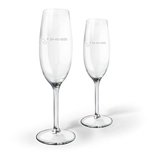 Champaña Moët & Chandon Brut personalizada con copas grabadas con nombres - una botella de champagne 0.75L