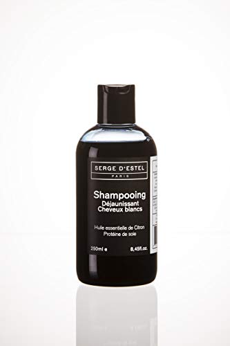 Champu Azul Matizador para Cabellos Blancos y Gris 250ml Anti Reflejos Amarillo Corrige y Protege el Color del Cabello Gris y Blanco. Hecho en Francia NO Probado en los Animales
