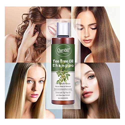 Champú de árbol de té, Champú AntiCaspa de Aceite de Arbol de Te, limpieza profunda de caspa, El cuero cabelludo seco y el cabello con picazó