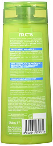 Champú de Garnier Fructis. Fuerza y brillo. 2 en 1. Pack de 6 unidades de 250 ml