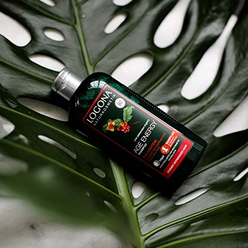 Champú natural Age Energy de Logona, de biocafeína, eficaz contra la caída del cabello, fortalece el cabello fino y sin fuerza, proporciona energía y fuerza para el cabello fortalecido, vegano, 250 ml