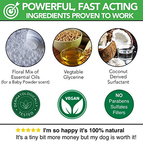 Champú para perro completamente natural olor a polvos de talco para bebé | 500ml | Champú perfumado para acicalar a su perro | El mejor champú para mascotas para un lavado sano, seguro y sin picazón