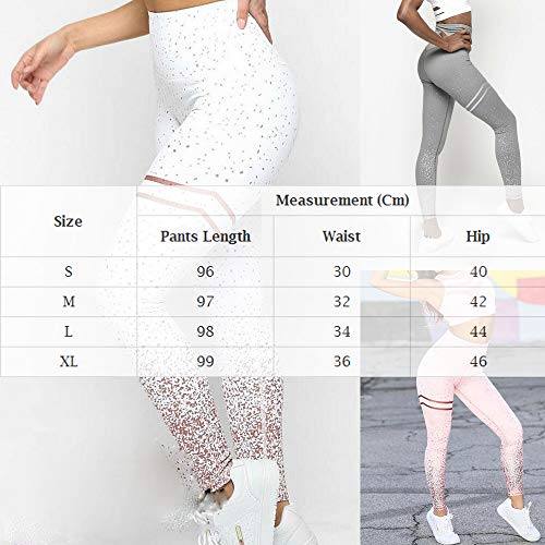 chaochao Pantalones Deportivo para Mujer Largos Pantalones Deportes para Yoga Pantalón Elástico Leggins Ajustados con Brillos para Yoga Deporte Entrenamiento (Rosa, S)