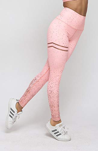chaochao Pantalones Deportivo para Mujer Largos Pantalones Deportes para Yoga Pantalón Elástico Leggins Ajustados con Brillos para Yoga Deporte Entrenamiento (Rosa, S)