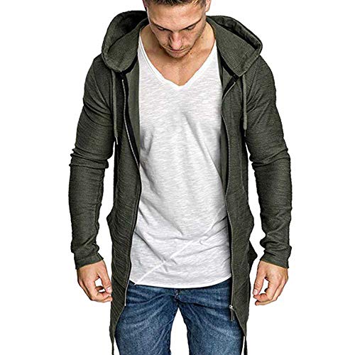 Chaqueta de Manga Larga para Hombre, con Capucha, para otoño e Invierno Verde Ejercito Verde M