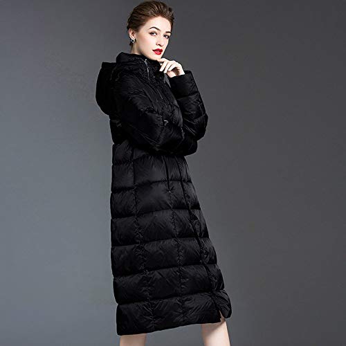 Chaqueta De Plumas para Mujer,Parka De Invierno para Mujer Abrigo Acolchado con Largo Negro por Encima De La Rodilla Cremallera con Capucha Gruesa Broche Elegante Chaqueta Impermeable con Aislamient