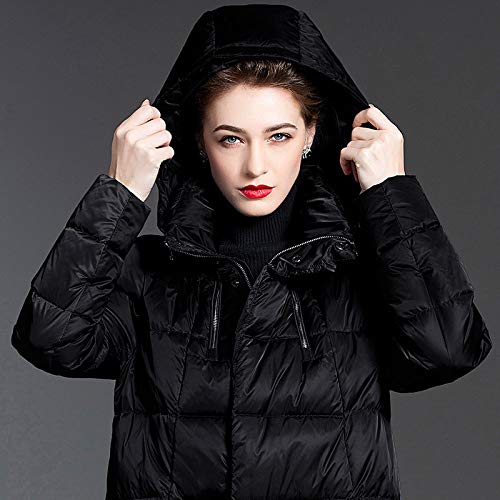 Chaqueta De Plumas para Mujer,Parka De Invierno para Mujer Abrigo Acolchado con Largo Negro por Encima De La Rodilla Cremallera con Capucha Gruesa Broche Elegante Chaqueta Impermeable con Aislamient