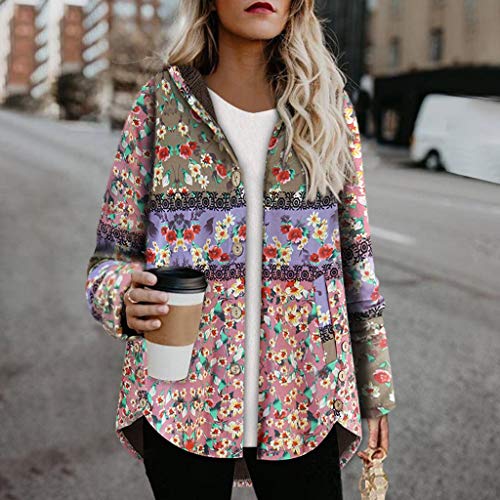 Chaqueta Traje Mujer Abrigo Mujer Invierno para Mujer Chaleco Kimono Chaqueta Blazer Talla Grande Mujer Abrigos con Capucha Estampado Floral Chaqueta Lana Boho Parka Vintage Abrigo BuyO