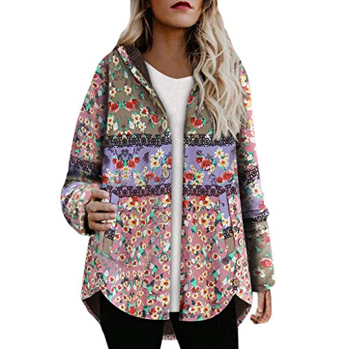 Chaqueta Traje Mujer Abrigo Mujer Invierno para Mujer Chaleco Kimono Chaqueta Blazer Talla Grande Mujer Abrigos con Capucha Estampado Floral Chaqueta Lana Boho Parka Vintage Abrigo BuyO