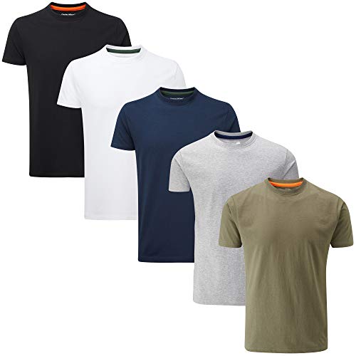 Charles Wilson 5er Packung Einfarbige T-Shirts mit Rundhalsausschnitt (Large, Mixed Essentials Type 23)