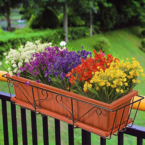 CHBOP Flores Artificiales Falsas 5 Paquetes de 5 Colores al Aire Libre Resistente a los Rayos UV arbustos Plantas Interior Exterior Jardinera decoración de jardín en casa