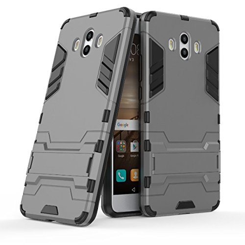 CHcase Huawei Mate 10 Funda, 2in1 Armadura Combinación A Prueba de Choques Heavy Duty Escudo Cáscara Dura PC + Suave TPU Silicona Rubber Case Cover con Soporte para Huawei Mate 10 -Gray