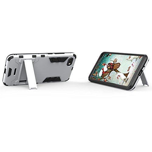 CHcase Xiaomi Redmi 6A Funda, 2in1 Armadura Combinación A Prueba de Choques Heavy Duty Escudo Cáscara Dura PC + Suave TPU Silicona Rubber Case Cover con Soporte para Xiaomi Redmi 6A -Silver