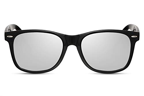 Cheapass Gafas de Sol Clásicas Brillantes Montura Negra con Cristales Plateados UV400 Hombre Mujer