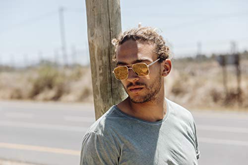 Cheapass Gafas de Sol Metálicas Macho Gafas Piloto Montura Dorada y Cristales Dorados Espejados Hombre Protección UV400