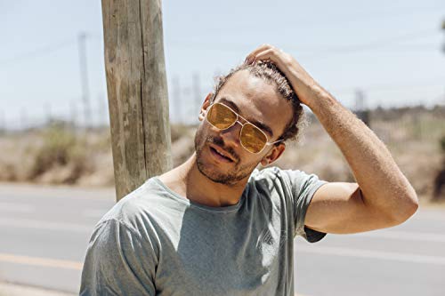 Cheapass Gafas de Sol Metálicas Macho Gafas Piloto Montura Dorada y Cristales Dorados Espejados Hombre Protección UV400