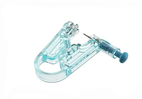 Cheeroyal Pistola para perforar oreja, segura, con asepsia, desechable, con pendientes de tuerca (azul)