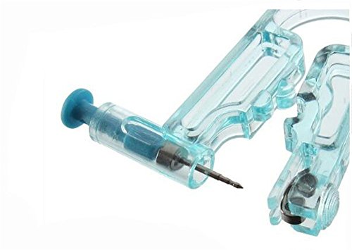 Cheeroyal Pistola para perforar oreja, segura, con asepsia, desechable, con pendientes de tuerca (azul)