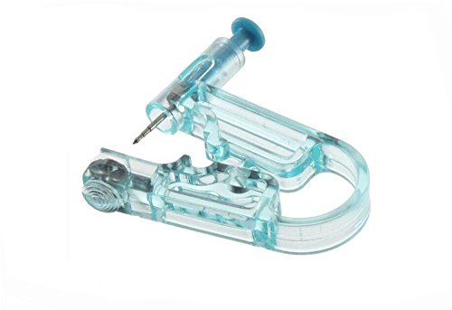 Cheeroyal Pistola para perforar oreja, segura, con asepsia, desechable, con pendientes de tuerca (azul)