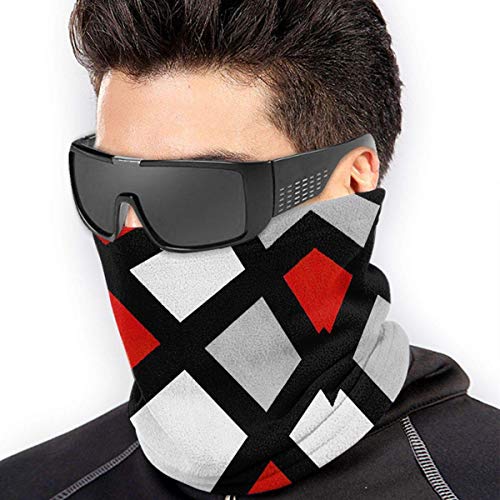 chenguang4422 Rojo, gris, negro, blanco, geométrico, Unisex, microfibra, calentador de cuello, gorros, bufanda, máscara para invierno, máscara de clima frío, pasamontañas