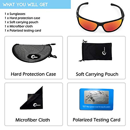 CHEREEKI Gafas De Sol, Polarizadas Deportivas Gafas De Sol con Proteccion UV400 & TR90 Súper Ligero Marco Gafas para La Pesca, el Golf, el Ciclismo (Azul)
