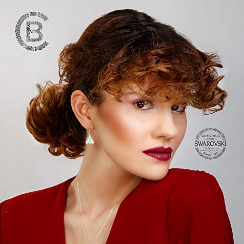 Chic Bijoux Pendientes Colgantes para Mujeres – Con Plata de Ley 925 y Cristales de Swarovski® para Orejas Sensibles – Elección Multicolor, Regalo para Mamá e Hipoalergénicos (Aurora Borealis)