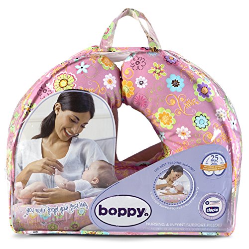 Chicco Boppy- Cojín de lactancia algodón, ergonómico, indeformable y optima adaptabilidad, de 0 a 12 meses, color rosa Wild Flowers