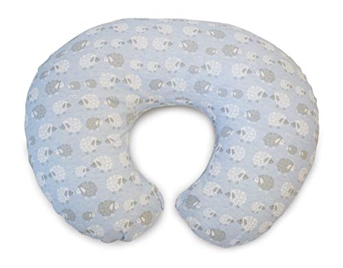 Chicco Boppy- Cojín de Lactancia algodón, ergonómico, indeformable y Optima adaptabilidad, de 0 a 12 Meses, Estampado ovejas Azul Soft Sheep, Almohada de Lactancia