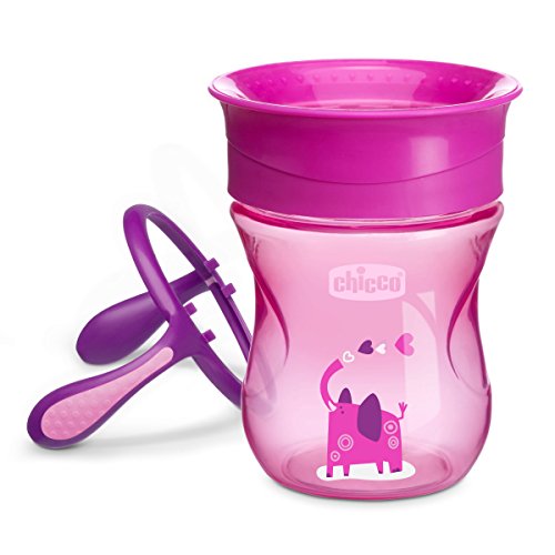 Chicco Perfect 360 - Vaso con membrana de silicona anti goteó, color rosa