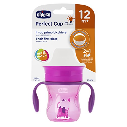 Chicco Perfect 360 - Vaso con membrana de silicona anti goteó, color rosa