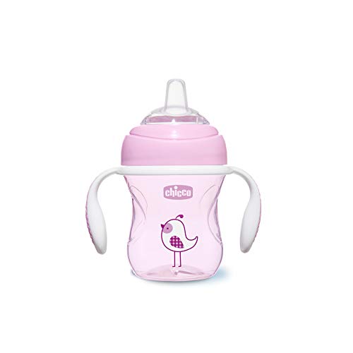 Chicco - Vaso de transición con boquilla de silicona, color rosa