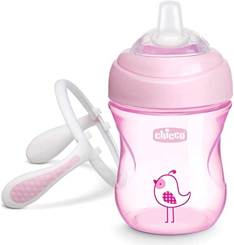 Chicco - Vaso de transición con boquilla de silicona, color rosa