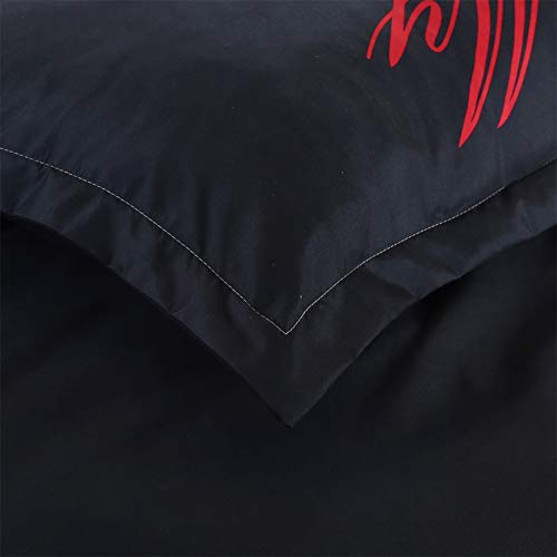 Chickwin Juego de Ropa de Cama 3 Piezas para Cama 150cm Poliéster Funda de edredón 240 * 220cm Funda de Almohada 48 * 74 stilo Blanco & Negro Dulce Pareja (150cm, Espacio Negro)
