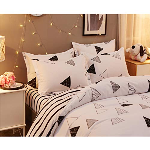 Chickwin Juego de Ropa de Cama 3 Piezas para Poliéster Funda de edredón 150 * 200/180 * 220/240 * 220cm Funda de Almohada 50 * 75cm Estilo Elegante (Cama 90cm (150 * 200cm),Triángulo)