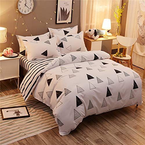 Chickwin Juego de Ropa de Cama 3 Piezas para Poliéster Funda de edredón 150 * 200/180 * 220/240 * 220cm Funda de Almohada 50 * 75cm Estilo Elegante (Cama 90cm (150 * 200cm),Triángulo)