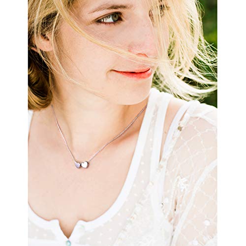 CHICLOVE Collar de Dos Corazones - Collar de Plata esterlina con 2 Corazones, Regalo de Hermanas
