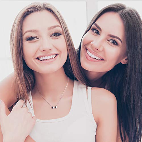 CHICLOVE Collar de Dos Corazones - Collar de Plata esterlina con 2 Corazones, Regalo de Hermanas