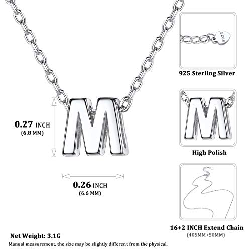 ChicSilver Collar Dije M Joyerías Hipoalergénicas de Plata de Ley 925 Oro Amarillo Dorado Colgante Pequeño Alfabeto Letra Inicial Diseño Simple