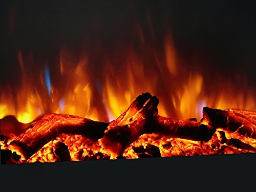 Chimenea eléctrica Egton montado en la pared, vidrio curvado negro, 220/240 Vac，1&2kW, control remoto programable de 7 días (W 910mm x H 580mm x D 180m m)