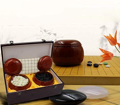 Chino Go Go Go Conjunto de piel pensión incluye cuencos y baquelita Piedras de 2 jugadores - Estrategia chino clásico juego de mesa Gran regalo Go (color, tamaño: un tamaño), Tamaño: Un tamaño, color: