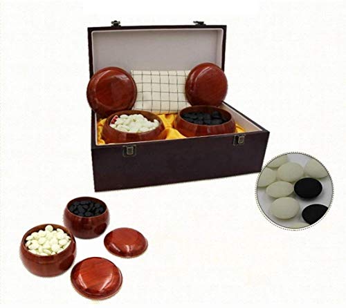 Chino Go Go Go Conjunto de piel pensión incluye cuencos y baquelita Piedras de 2 jugadores - Estrategia chino clásico juego de mesa Gran regalo Go (color, tamaño: un tamaño), Tamaño: Un tamaño, color: