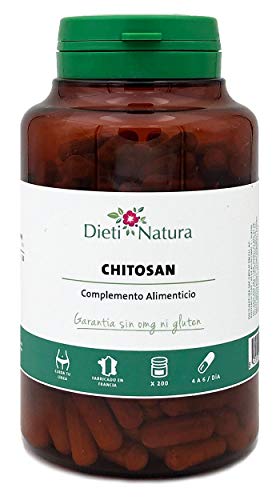 Chitosan 200 cápsulas de Dieti Natura. [Fabricado en Francia][Garantía Sin OGM ni Gluten]